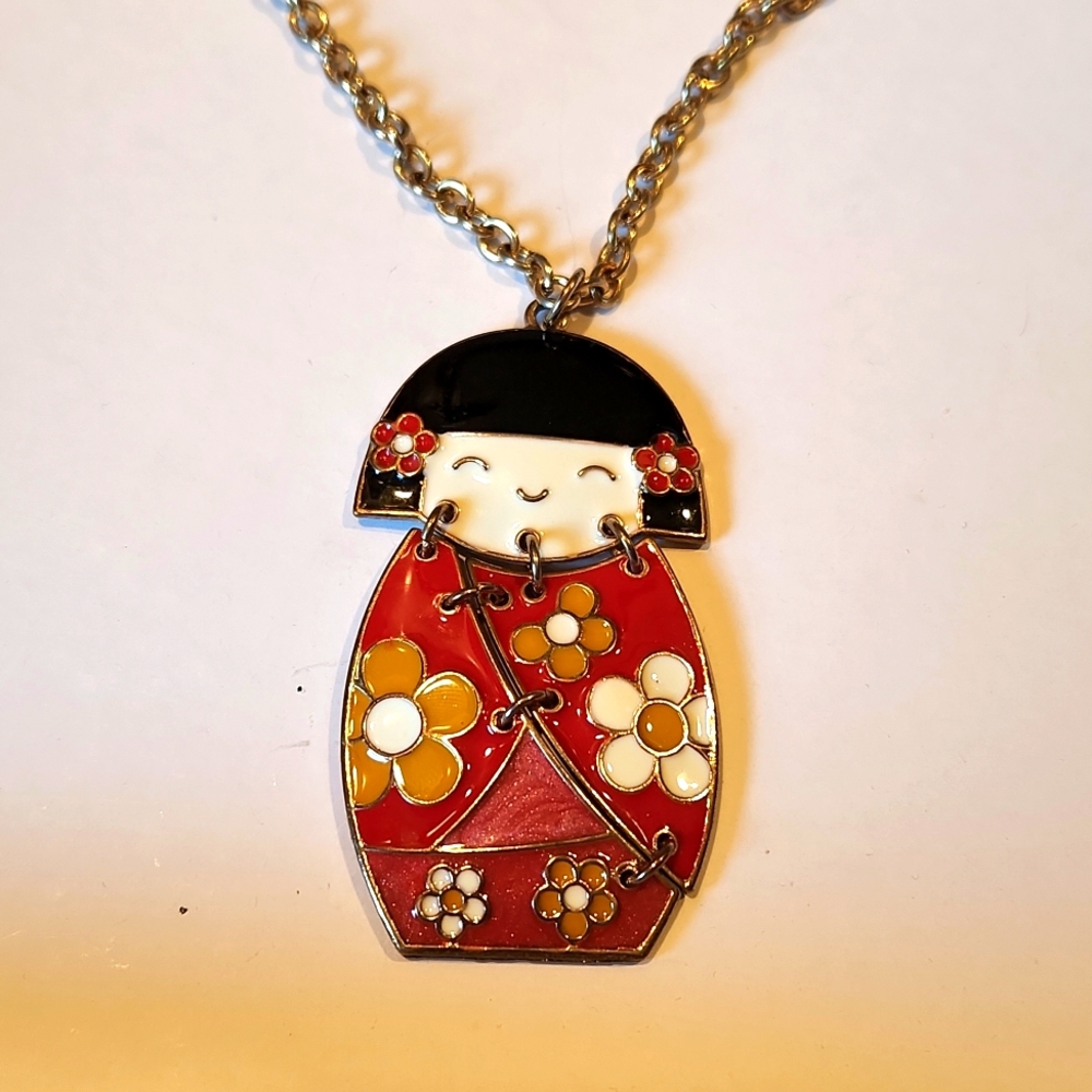 Geisha Girl Floral Kimono Necklace